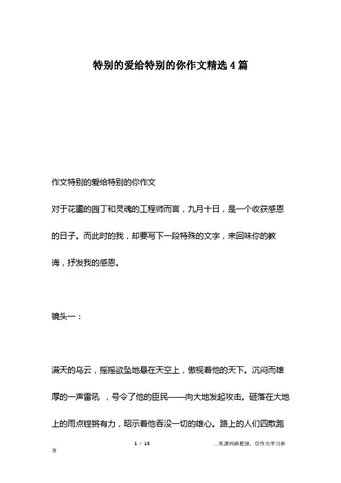 特别的爱给特别的你作文精选4篇