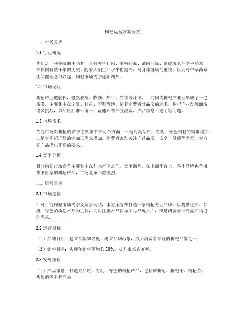 枸杞运营方案范文