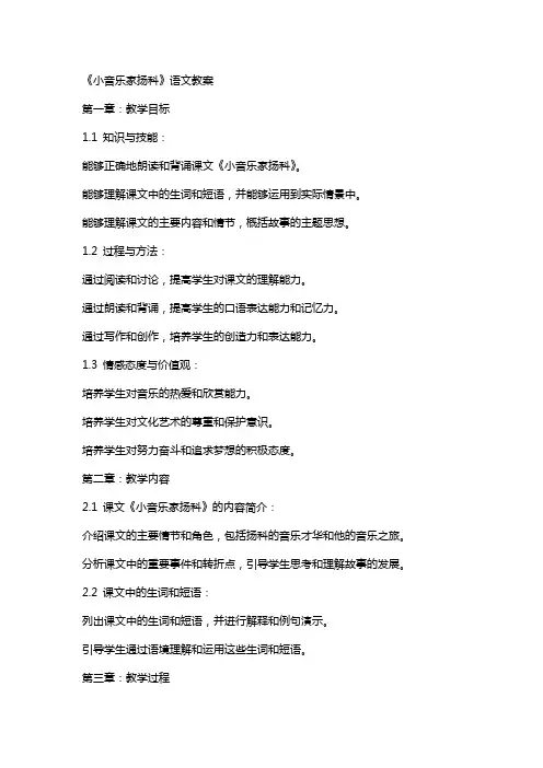 《小音乐家扬科》语文教案