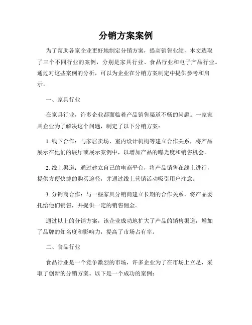 分销方案案例