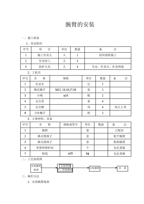 接触网腕臂的安装