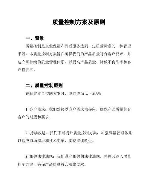 质量控制方案及原则