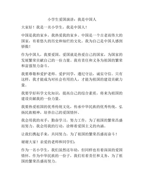 小学生爱国演讲：我是中国人