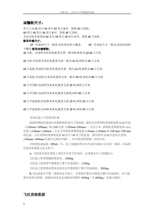 运输柜尺寸与托盘标准