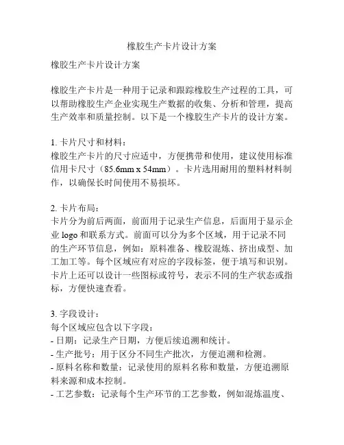 橡胶生产卡片设计方案