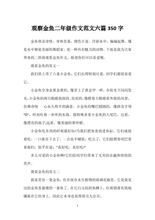 观察金鱼二年级作文范文六篇350字