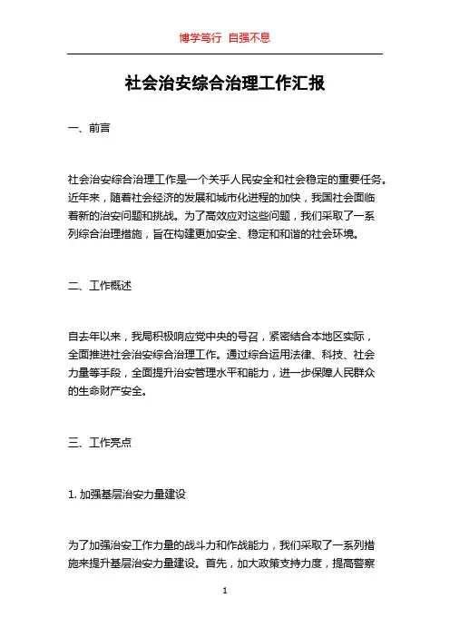 社会治安综合治理工作汇报