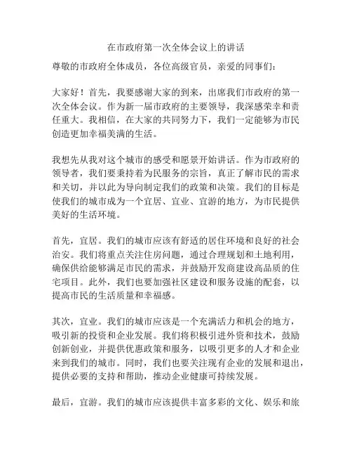 在市政府第一次全体会议上的讲话