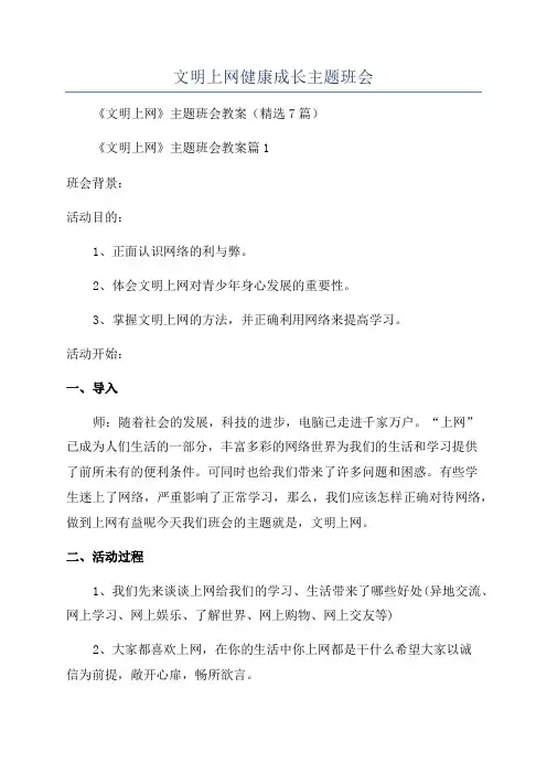 文明上网健康成长主题班会