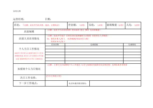 运营经理工作日志模板