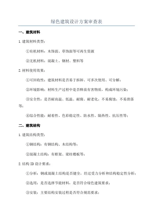 绿色建筑设计方案审查表