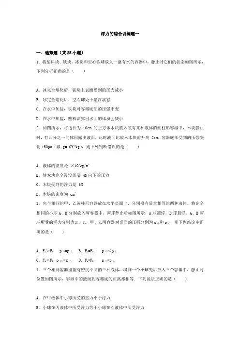 浮力的综合训练题一