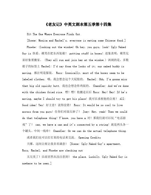 《老友记》中英文剧本第五季第十四集