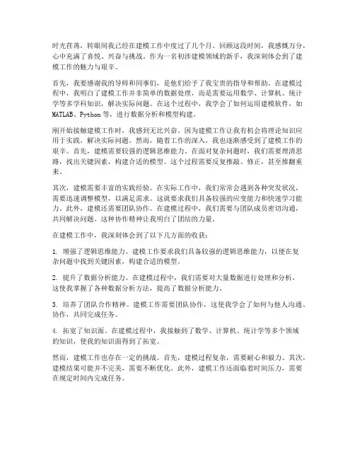 第一次做建模工作的感想