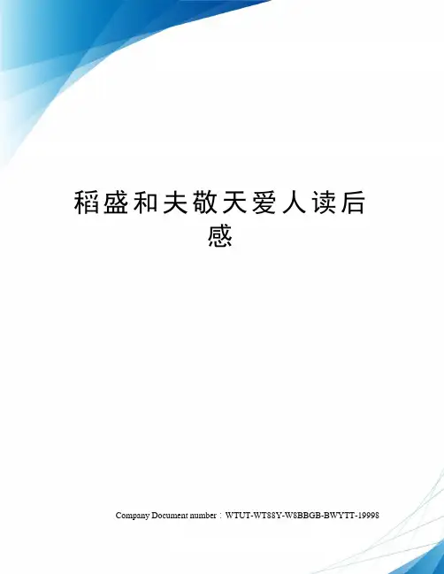 稻盛和夫敬天爱人读后感