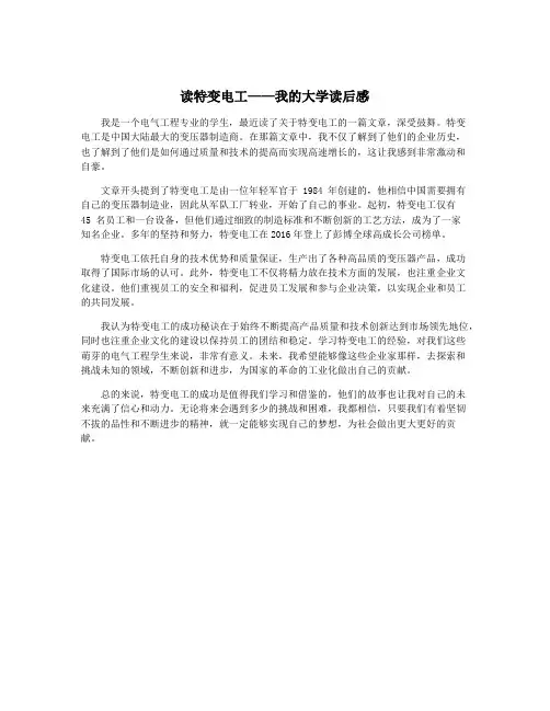 读特变电工——我的大学读后感
