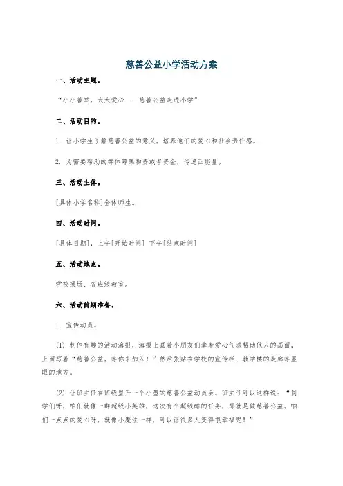 慈善公益小学活动方案