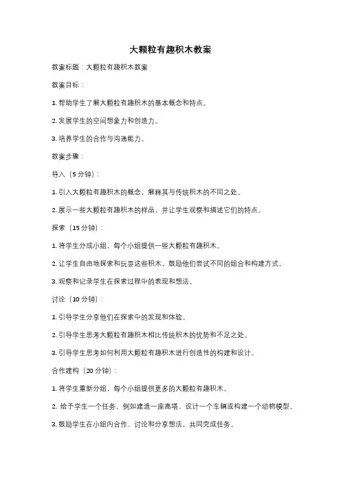 大颗粒有趣积木教案