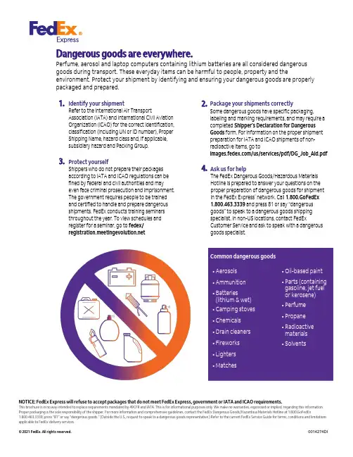 FedEx危险物品运输指南说明书