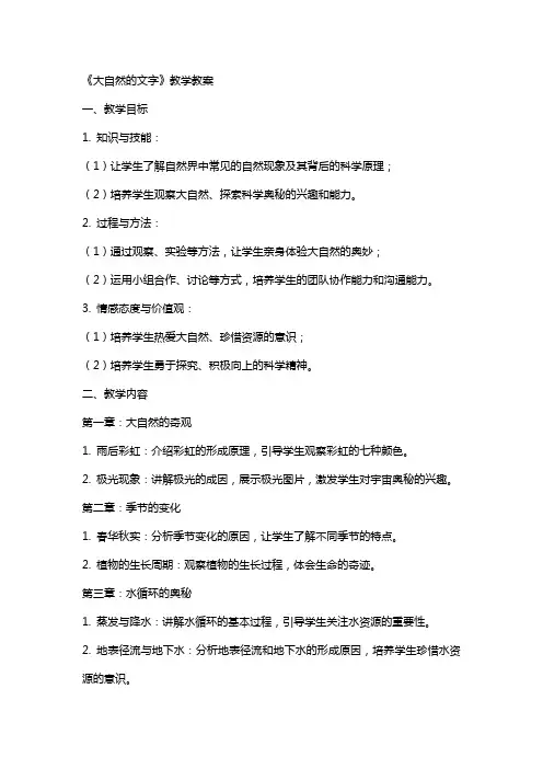 《大自然的文字》教学教案