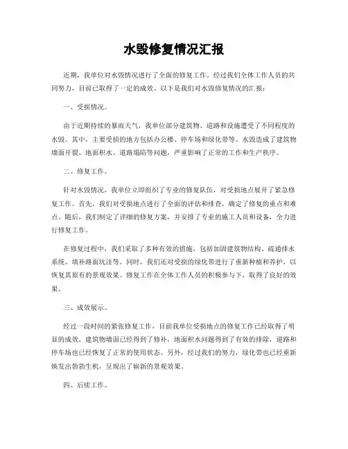 水毁修复情况汇报