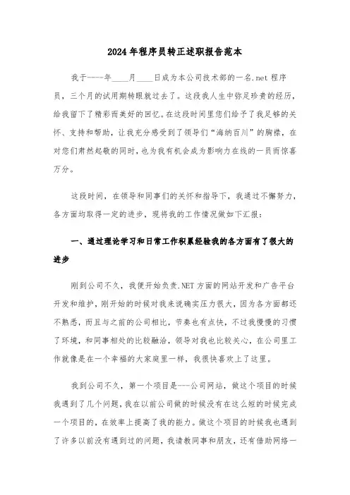 2024年程序员转正述职报告范本(三篇)
