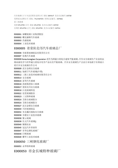 汽车玻璃生产厂家