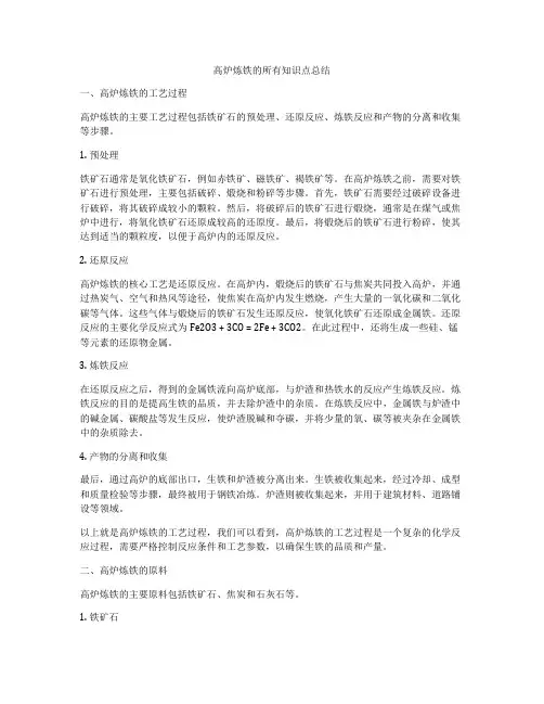 高炉炼铁的所有知识点总结