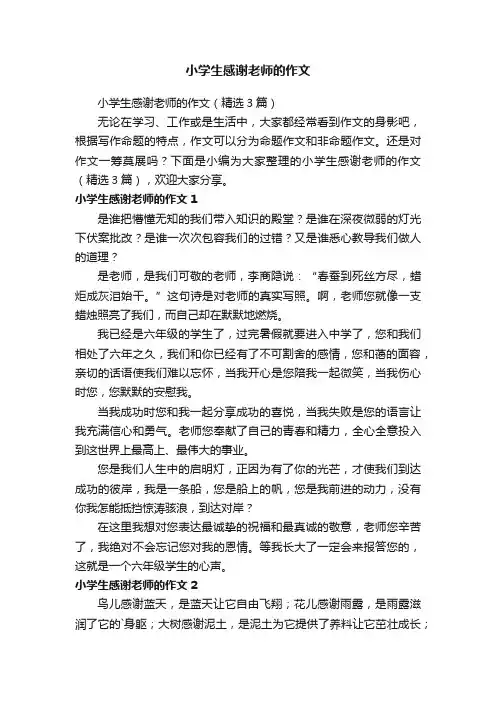 小学生感谢老师的作文（精选3篇）