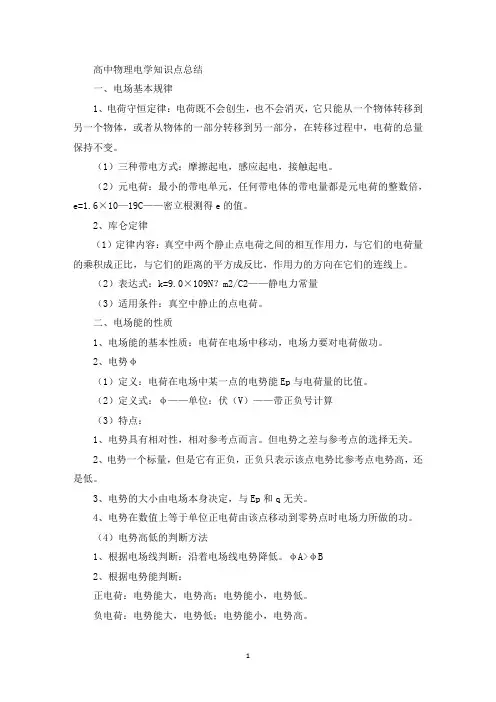 高中物理电学知识点总结(最新)