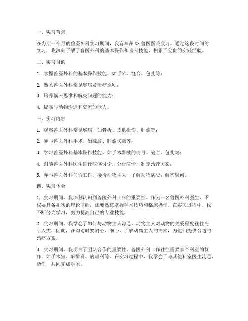 兽医外科实习报告