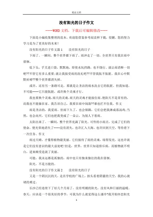 没有阳光的日子作文