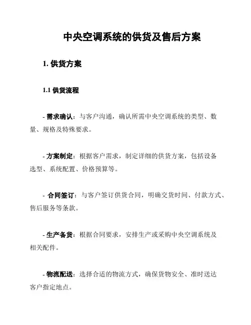 中央空调系统的供货及售后方案