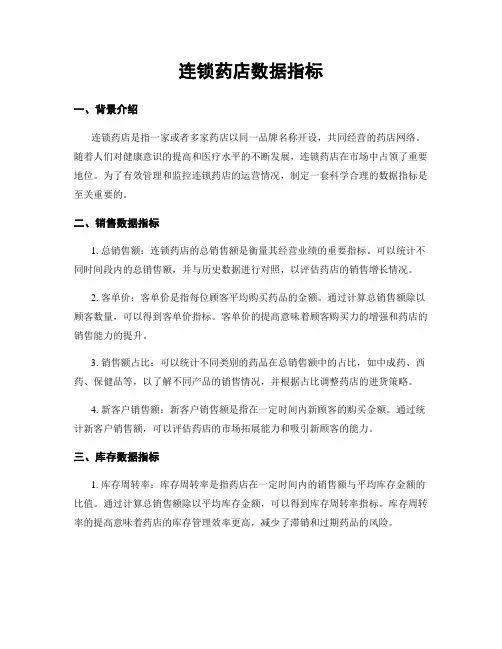 连锁药店数据指标