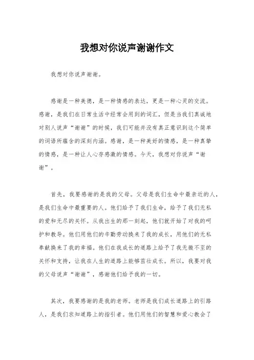 我想对你说声谢谢作文