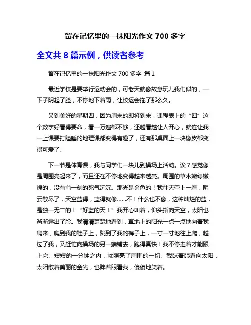 留在记忆里的一抹阳光作文700多字