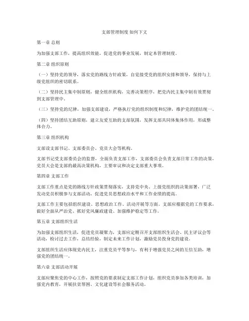 支部管理制度 如何下文