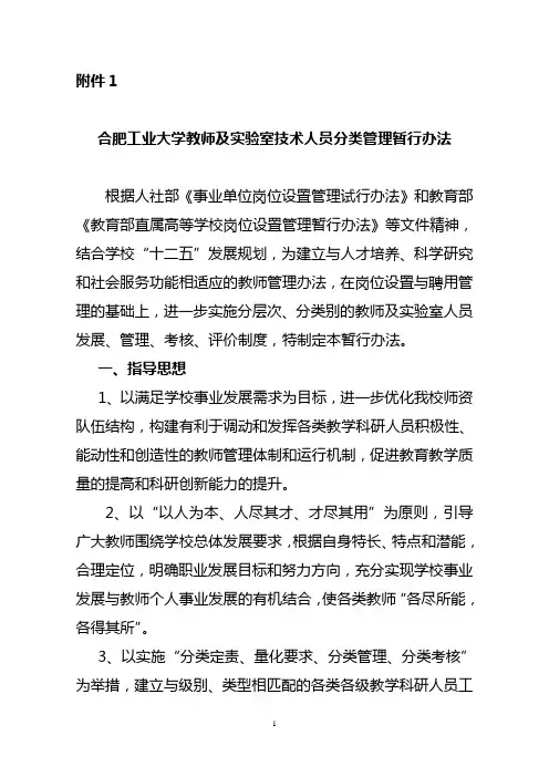 合肥工业大学教师分类管理暂行办法-合肥工业大学化学与化工学院