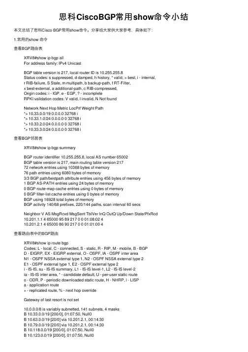 思科CiscoBGP常用show命令小结