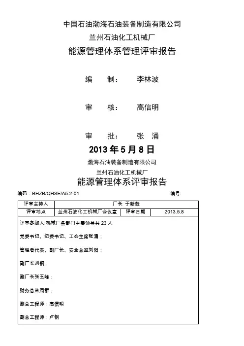 2013能源管理体系管理评审报告