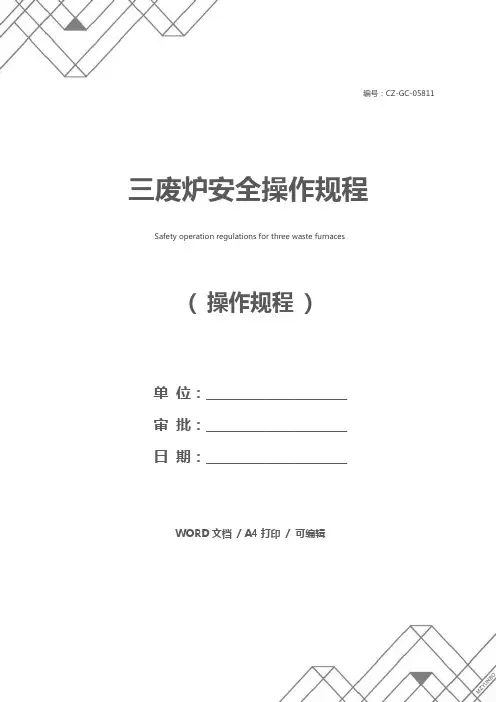 三废炉安全操作规程