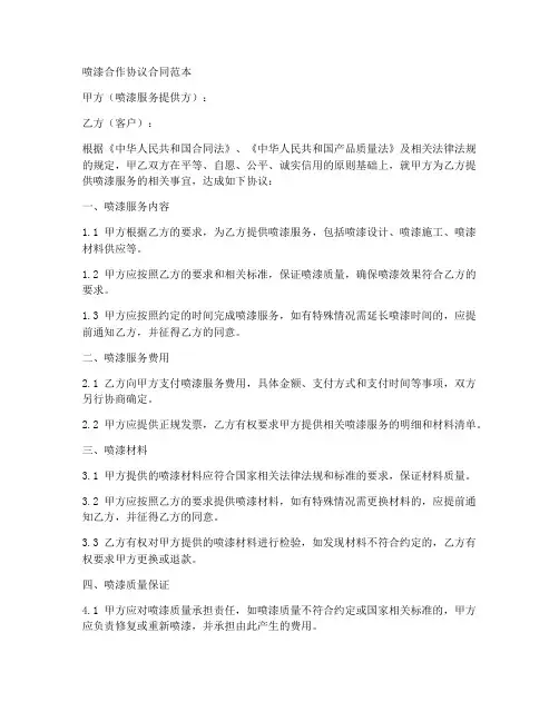 喷漆合作协议合同范本