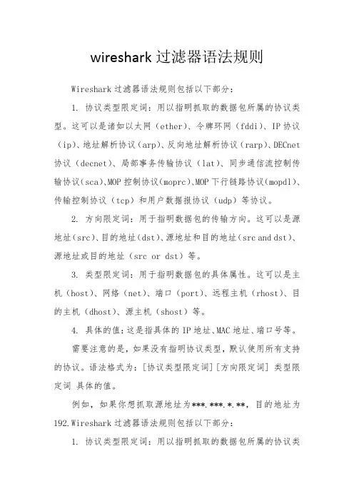 wireshark过滤器语法规则