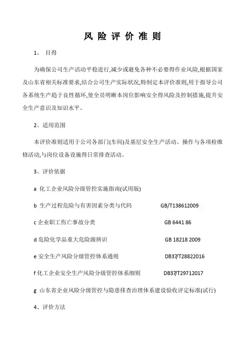 公司风险评价准则