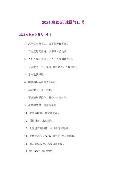 2024年班级班训霸气口号