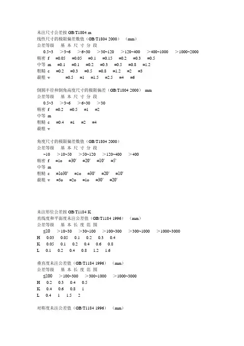 未注尺寸公差按GB