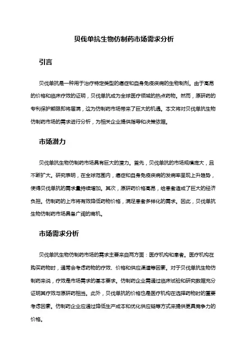 2024年贝伐单抗生物仿制药市场需求分析