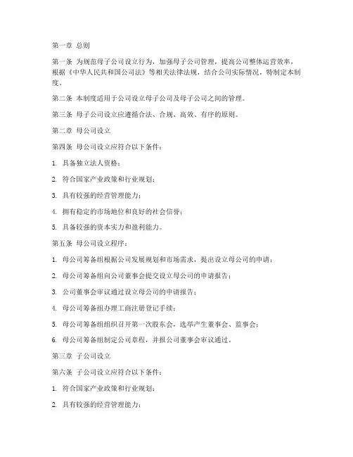 母子公司设立管理制度