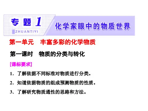 2019高中化学苏教版必修1课件：专题1 第一单元 第一课时 物质的分类与转化PPT25张