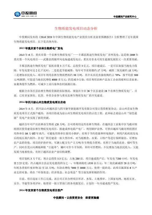 生物质能发电项目动态分析